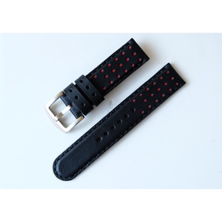 สายนาฬิกาหนังแท้ DOT AV แนวRally racing strap watch strap สายนาฬิกา พร้อมบัคเคิล