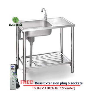 MEX Sink อ่างล้างจานพร้อมขาตั้ง PS75MN สแตนเลส Free Boss Extension plug 6 sockets TIS 11-2553