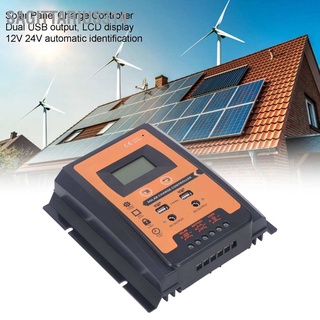 Sagittarius314 Powmr แผงควบคุมการเก็บประจุพลังงานแสงอาทิตย์ จอ Lcd เอาท์พุต Usb คู่ 12V 24V