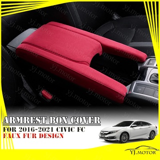 ฝาครอบที่เท้าแขนคอนโซลกลาง ประดับขนเฟอร์เทียม สําหรับ Honda Civic FC ปี 2016-2021 Armrest Box Cover