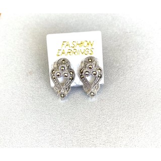 ต่างหูเงินแท้925 ตัวเรือนเงินแท้ประดับมาร์คาไซท์(Marcasite Earring)