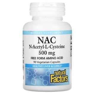 NAC N-Acetyl-L Cysteine, 500 mg, 90 Vegetarian Capsules ,Natural Factors  เอ็นอะเซทิลซิสเทอิน ต้านอนุมูลอิสระ