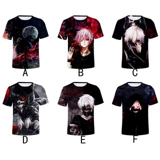 เสื้อยืดแขนสั้นพิมพ์ลาย Tokyo Ghoul Kaneki Ken 3D