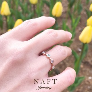 แหวนนพเก้าแท้ ตัวเรือนเงินชุบโรสโกลด์ แบรนด์ Naft Jewelry