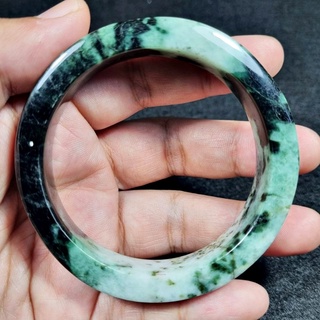 (J65) กำไลหยก ทรงปลอกมีด 58.3 mm. หยกพม่าแท้ Jadeite Type A หยกสีธรรมชาติ ไม่ผ่านการปรับปรุงใดๆทั้งสิ้น