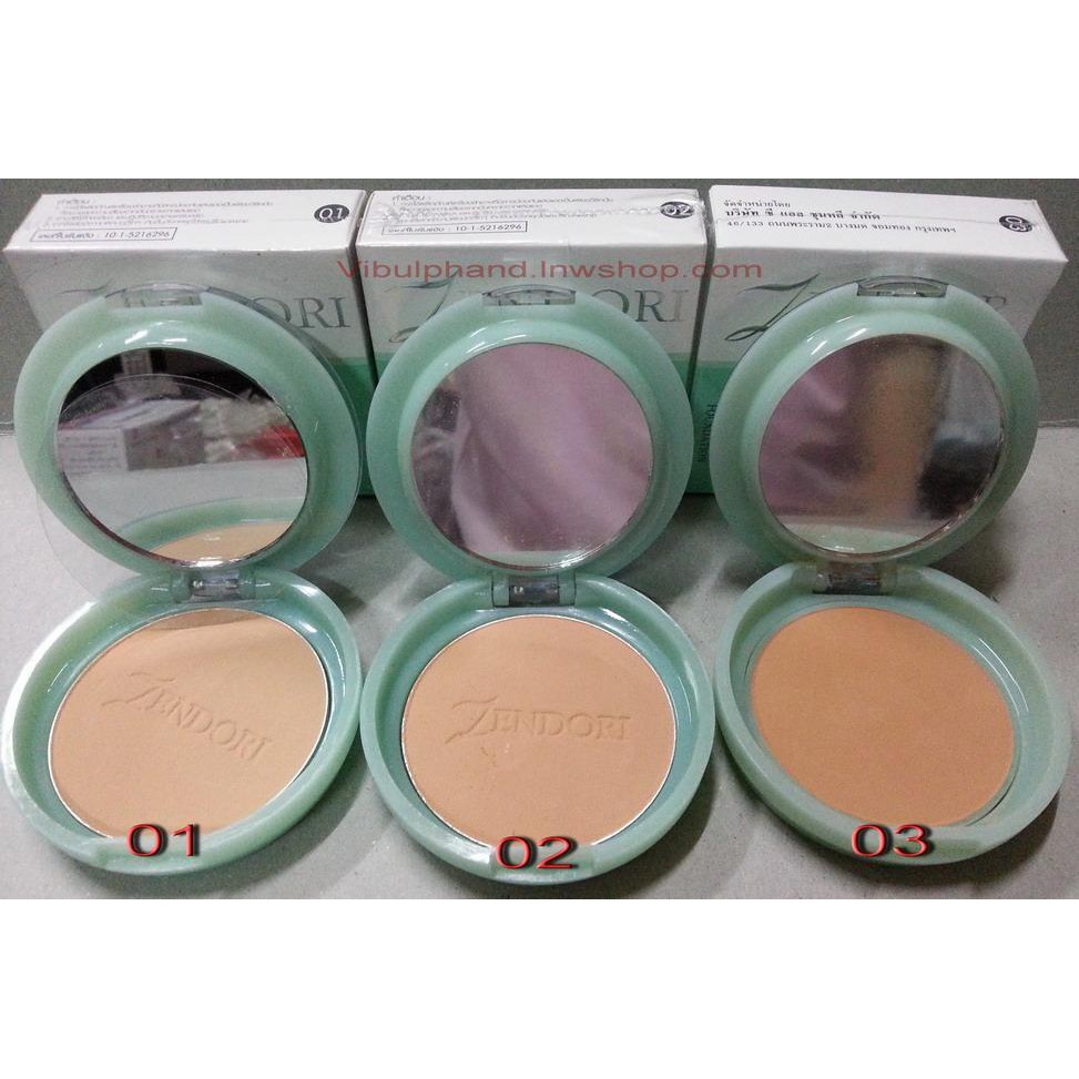 Zendori ของแท้ แป้งพัฟ เซนโดริ Zendori Spf12 ตลับเขียว กันแดด ราคาถูก