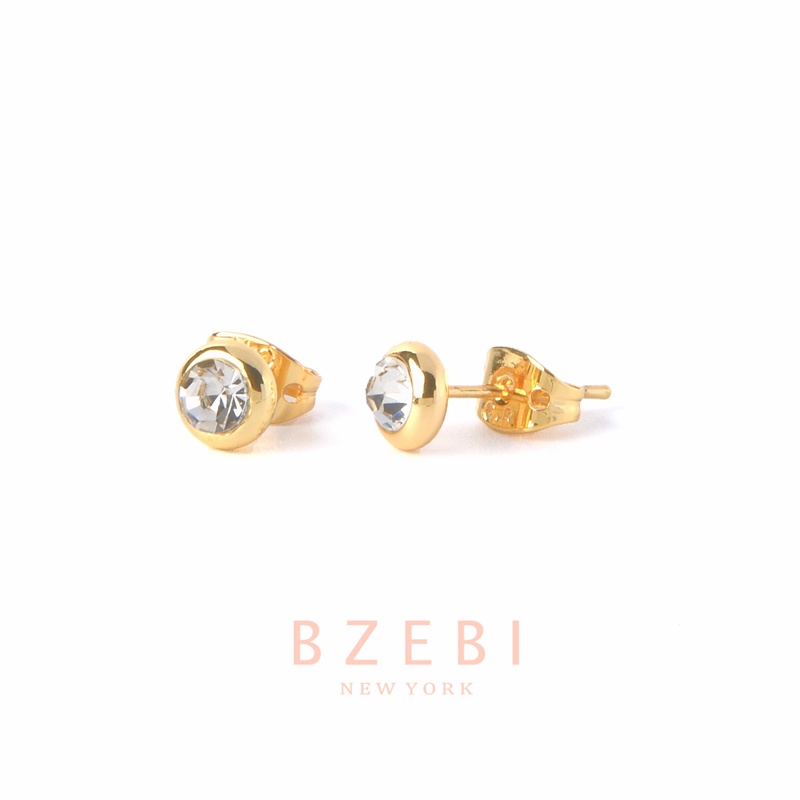 BZEBI ต่างหู ตุ้มหู แฟชั่น เกาหลี ทอง เครื่องประดับเงินแท้ earrings หนีบเกาหลี ห่วง หนีบ เกี่ยวใบหู เครื่องประดับเงิน ประดับเพทาย ทรงเรขาคณิต สําหรับผู้หญิง 317e