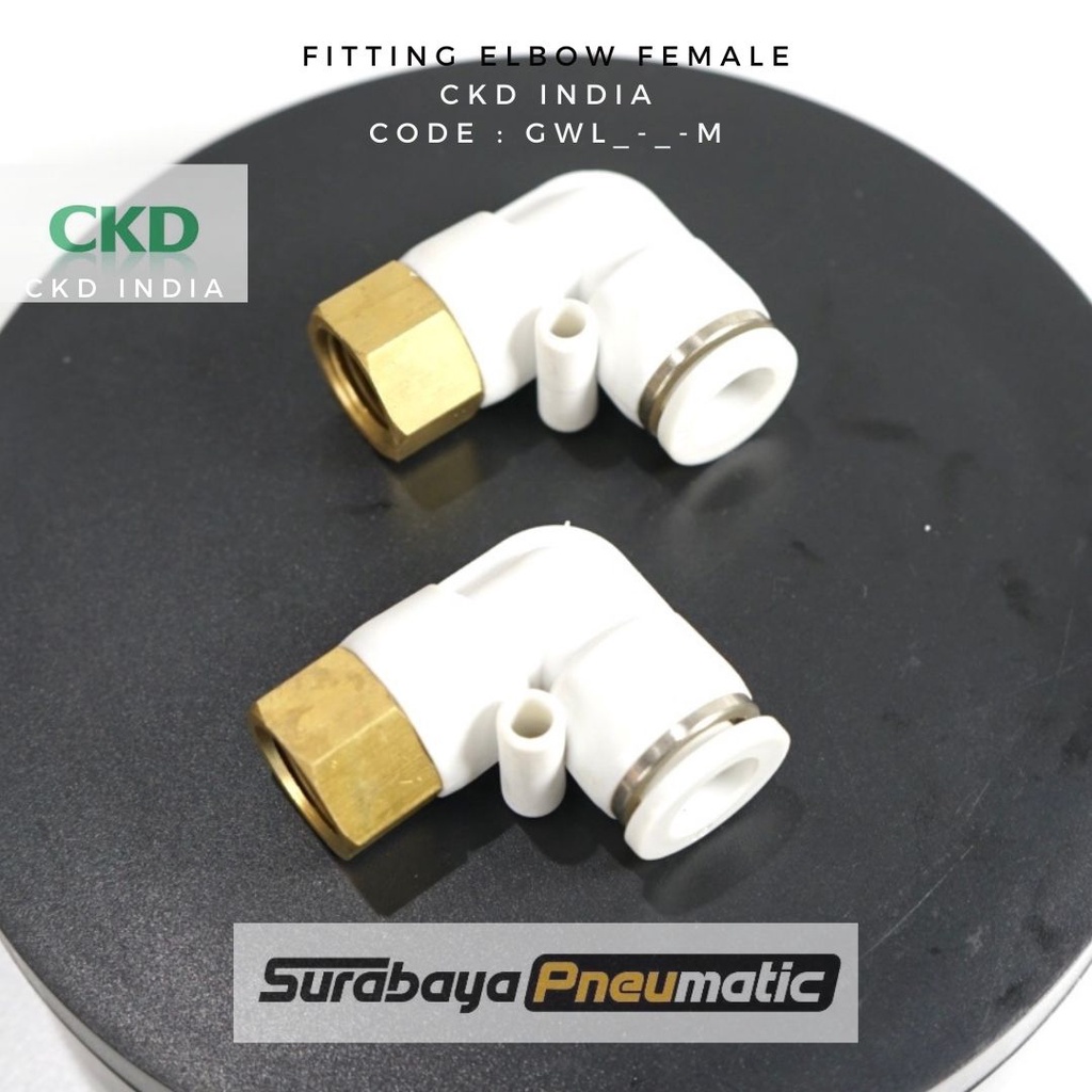 INDIAN CKD - GWL8-6-M/I (OD8mm,Drat1/8) PLF อุปกรณ์ข้อศอกดอร์ทหญิง