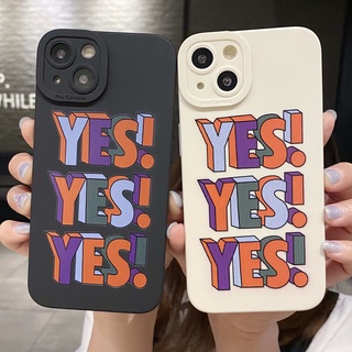 มินิมอล แฟชั่น ภาษาอังกฤษ yes เคส Samsung Galaxy s23 s20 s21 s22 plus ultra s21fe s21 s20fe note20 ultra note 20 ultra case ซิลิกาเจล หญิง นางแบบคู่ เปลือกนิ่ม เคส