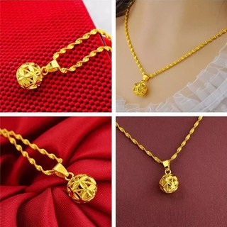 ㍿HIALAMAสร้อยคอทองพร้อมจี้สร้อยคอระย้าชุบ ยาว 18 นิ้ว24K GOLD NECKLACEแหวนสร้อยคอ🎁🎀✨