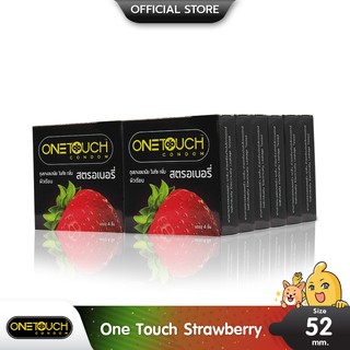 Onetouch Strawberry ถุงยางอนามัย หอมกลิ่นสตรอเบอรี่ ผิวเรียบ ขนาด 52 มม. บรรจุ 12 กล่อง (36 ชิ้น)