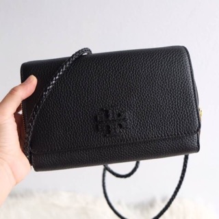 Tory burch style 55442 Taylor flat wallet crossbody ขนาด 8”L x 5”H x 2”w  สีดำอะไหล่ทองสวยหรู