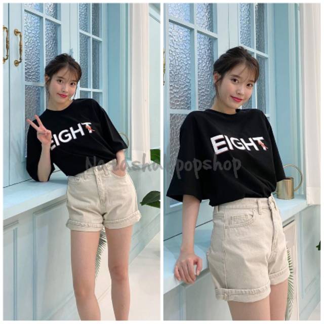 เสื้อยืด พิมพ์ลายศิลปินเกาหลี iu eight