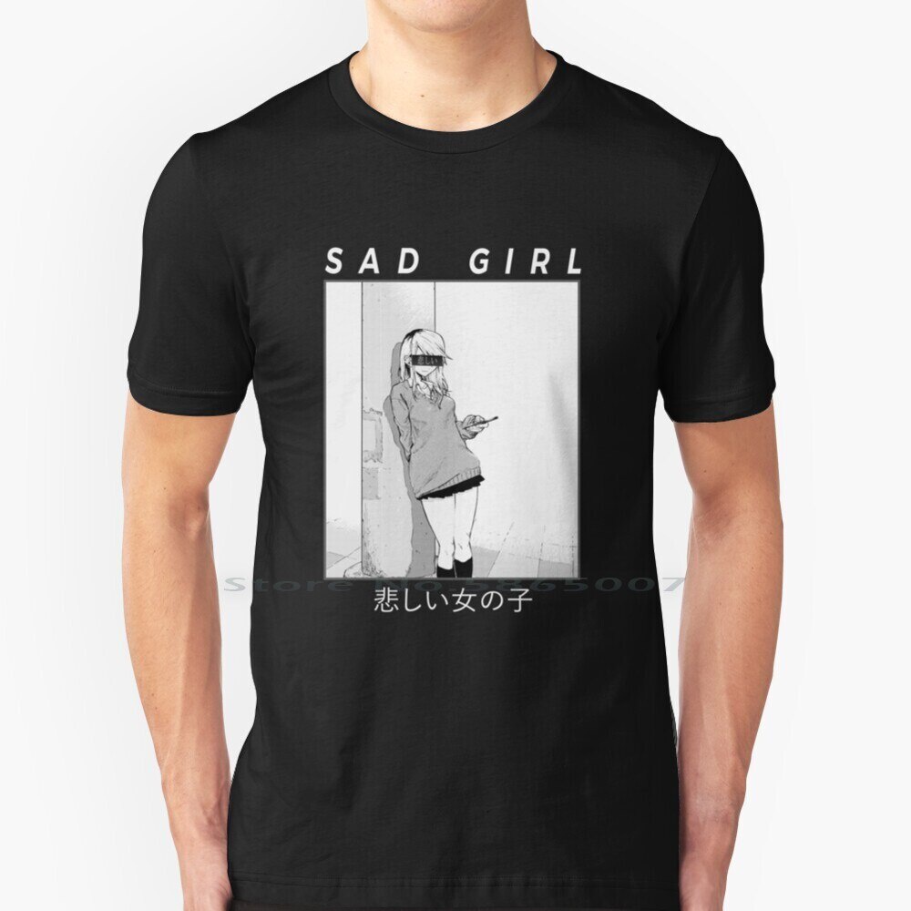 สาวเศร้าอะนิเมะ Waifu วัสดุ Street ความงามมังงะ Hentai T เสื้อผ้าฝ้าย 100% อะนิเมะมังงะ Hentai Weebo