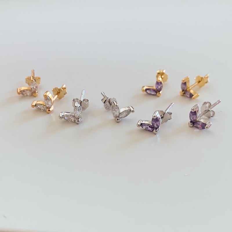 A.piece ต่างหูเงินแท้ [all silver 925] gems wing earrings
