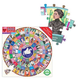 eeBoo Votes for Women 500 Piece Round Puzzle - จิ๊กซอว์รูปสตรีผู้มีบทบาทในการเลือกตั้ง แบบ 500 ชิ้น