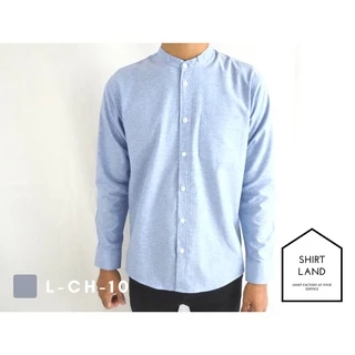 คอจีน/แขนยาว (สีอ่อน) M/L/XL ผ้า OXFORD - SHIRT LAND เสื้อเชิ้ตผู้ชาย long Sleeve Chinese Mandarin Collar Shirt