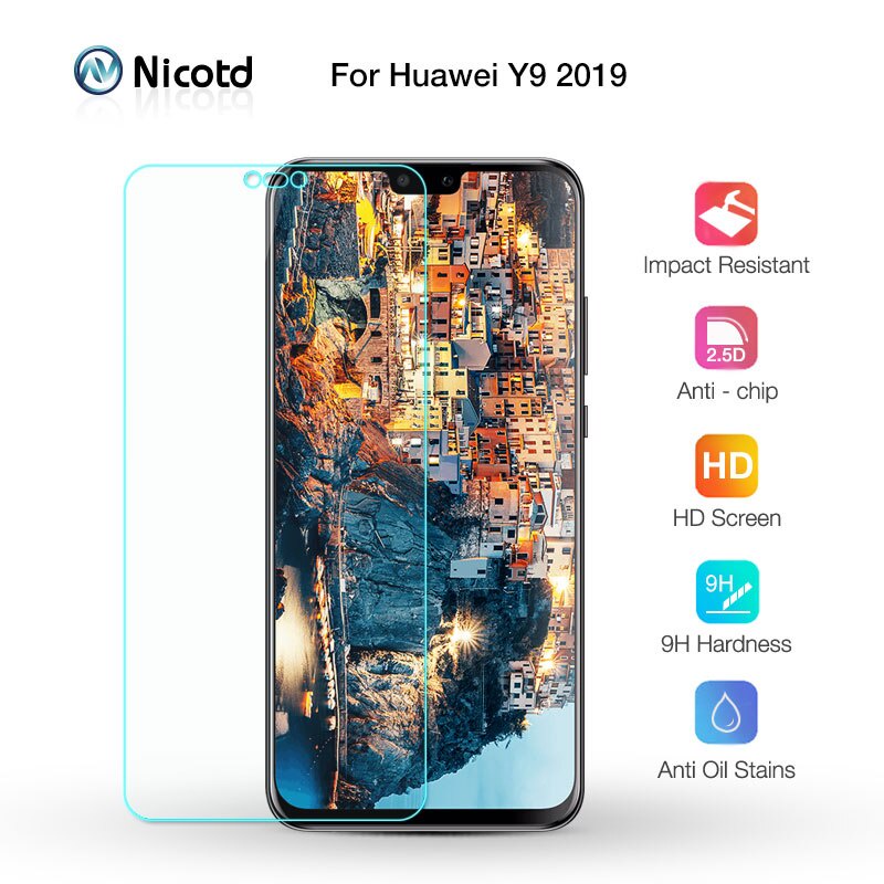 Nicotd 2.5 HD กระจกป้องกันหน้าจอสําหรับ Huawei Y9 2019 กระจกนิรภัยสําหรับ Huawei Y9 2019 ฟิล์มป้องกั