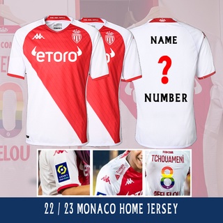 เสื้อกีฬาแขนสั้น ลายทีมชาติฟุตบอล Monaco 22-23 ชุดเหย้า ไซซ์ s - 2xl