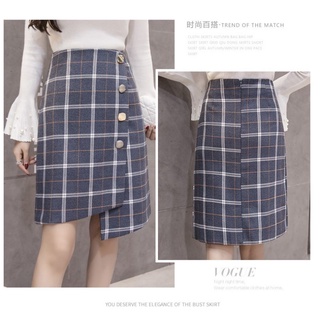 Platted A Line Skirt กระโปรงทรงเอ ลายตาราง กระโปรงทำงาน