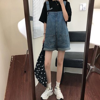 💗overalls เอี๊ยมกระโปรงยีน กางเกงแขวน กางเกงชิ้นชิ้นเดียว/ชุดเซท ยีนส์หลวม สายรัดน่ารัก กางเกงทรงเอี๊ยม