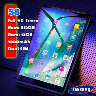 S8 Tablet 1 แท็บแล็ตราคาถูก 12+512GB Android แท็บแล็ต สองซิมโทร 5G แท็บเล็ต โทรได้ 9.1นิ้ว แทปเล็ต เรียนคอมพิวเตอร์