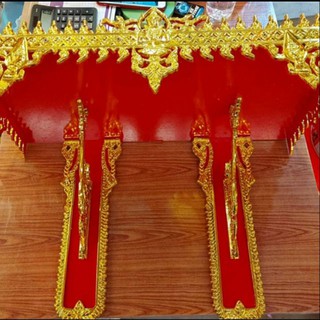 หิ้งพระลายไทย 2 ขา 22 ซม. สีแดงทอง  เกรด A ราคาส่ง ราคาถูก