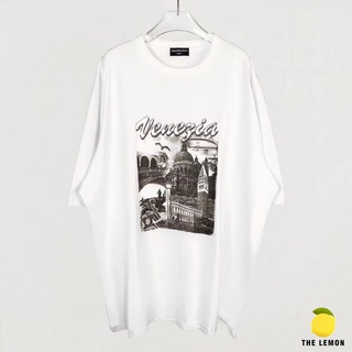 เสื้อยืดอินเทรนด์ผู้ชายอินเทรนด์ผู้หญิง【Lemon】เสื้อยืด Balenciaga  เวนิส คุณภาพเคาน์เตอร์ รหัสสินค้าเดียวกันS-3XL