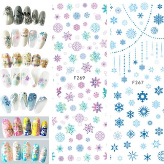 ♔สติกเกอร์ตกแต่งเล็บ ลายดอกไม้ เกล็ดหิมะ DIY