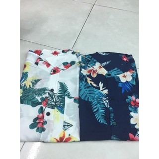 เสื้อเชิ๊ต แขนสั้น ลายใบไม้ ดอกไม้