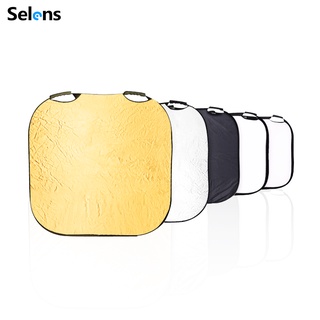 Selens Reflector พับได้แผ่นสะท้อนแสง ทรงสี่เหลี่ยม พร้อมที่จับ 5 in 1 80 ซม. 100 แผ่นสะท้อนแสง พับเก็บได้ ขนาดกะทัดรัด พกพาสะดวก รับประกันคุณภาพ กลางแจ้ง  Light Reflector