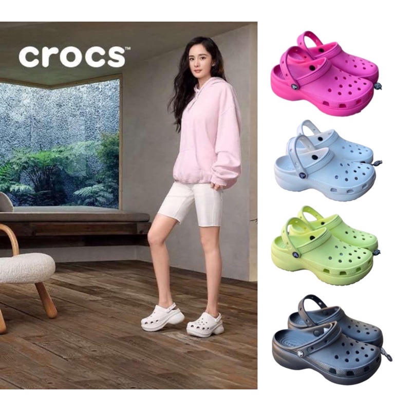 Crocs Classic Platform Clog Women 206750 2y2 Bone นำเข้าจากญี่ปุ่น ของ