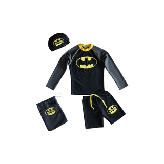 ชุดว่ายน้ำ BATMAN แบทแมน Swimwear (ลิขสิทธ์แท้) แถม หมวกว่ายน้ำ และ ถุงใส่ชุด ชุดว่ายน้ำเด็ก ว่ายน้ำ ชุดว่ายน้ำเด็กชาย