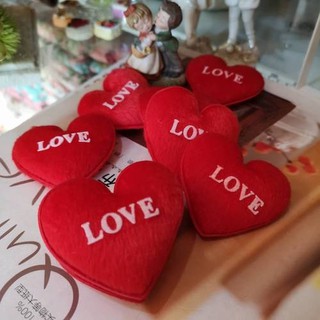 6cm หัวใจ heart หัวใจผ้า ขนแมว สีแดง LOVE ขนาด 6cm จำนวน 2 ชิ้น heart for valentine gift