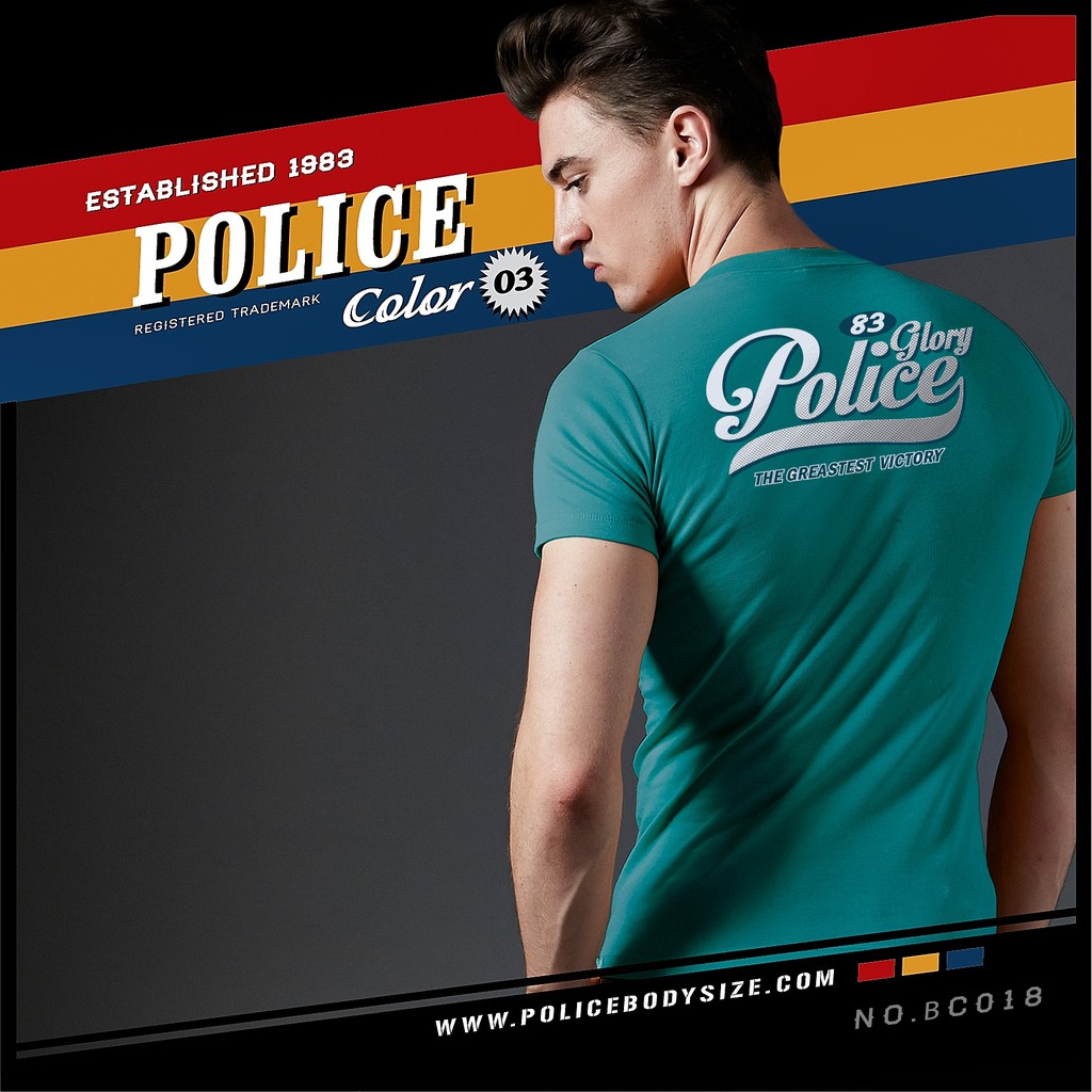 Police Bigsize เสื้อยืดทรงเข้ารูป ใส่ได้ทั้งผู้หญิงและผู้ชาย BC018 — صورة 6