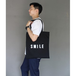 Golden Zebra Jeans กระเป๋าผ้ายีนส์ตัวอักษร SMILE ทรง Tote Bag