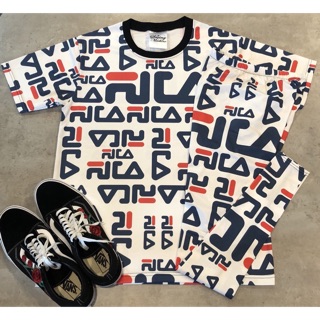 ชุดเซท เสื้อ &amp; กางเกงเลคกิ้งลาย FILA