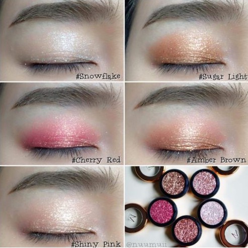 (ตลับกลม) Merrezca Pearl Pigment Eye shadow เมอเรซกา อายแชโดว์ กลิตเตอร์  Merrez'ca eye สีแน่น ชัด ติดทนนาน  1.8g. - รูปที่ 2