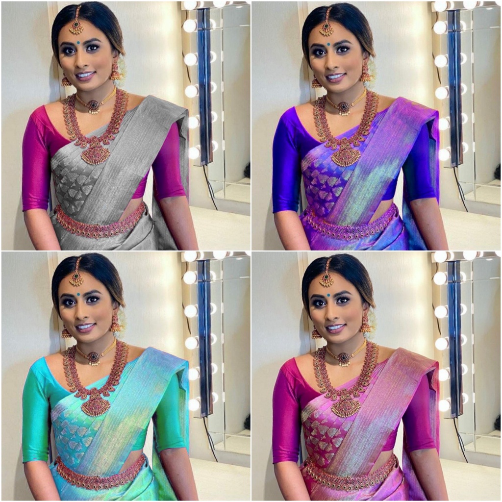 [PREFERRED] Saree Silk Saree นุ่มพร้อมเสื้อ Contrast / เพื่อนเจ้าสาว Saree