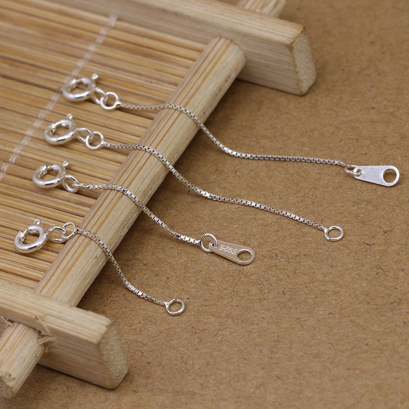 1.0 มม.กล่อง 100% จริง S925 สร้อยคอเงินฤดูใบไม้ผลิ Clasps Extender โซ่เครื่องประดับสร้อยคอสร้อยข้อมือทํา Crafting Connector Extender