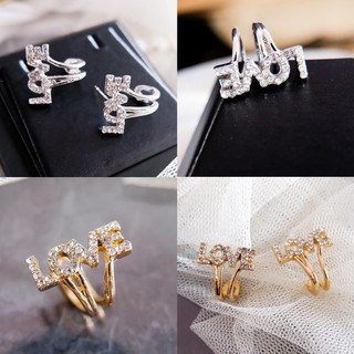 G/เซตต่างหูLOVEก้านเงินแท้+เกี่ยวหูearcuff มี2สี งานสวยมาก