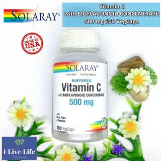 วิตามินซี สูตรบัฟเฟอร์ Buffered Vitamin C with Bioflavonoid Concentrate 500 mg 100 VegCaps - Solaray