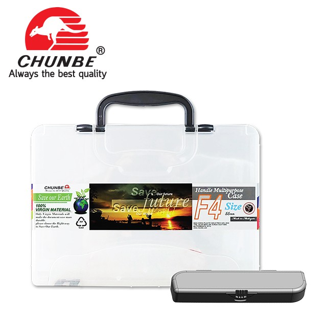 CHUNBE กระเป๋า PENCIL BOX F4 สีใส (HANDLE CASE WITH PENCIL BOX F4)