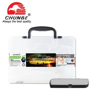 CHUNBE กระเป๋า PENCIL BOX F4 สีใส (HANDLE CASE WITH PENCIL B…