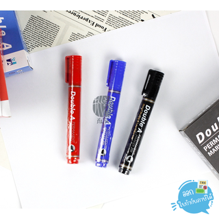 ปากกามาร์คเกอร์ Double A Permanent Marker 200 หัวกลม 2 มม. สีดำ, น้ำเงิน, แดง หมึกกันน้ำ แห้งเร็ว