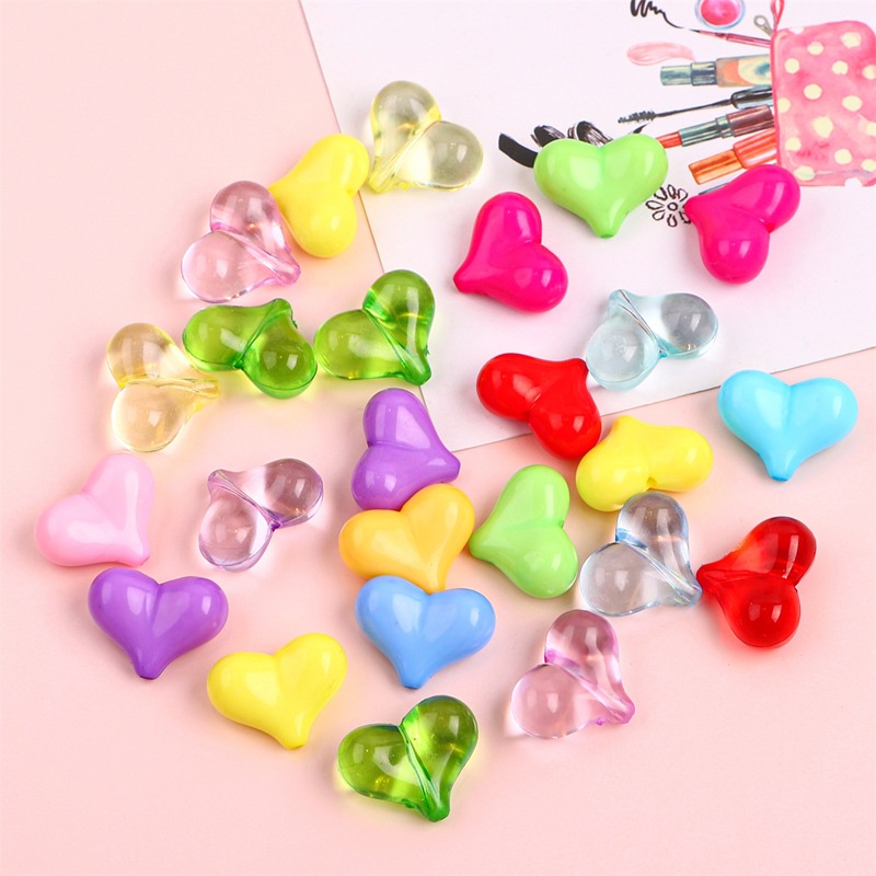 10 ชิ้น สวยหรู ใส สีทึบ ความรัก หัวใจ หลวม ลูกปัด DIY อุปกรณ์เครื่องประดับ แฟชั่น จี้ เสน่ห์