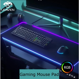 LEAVEN RGB mouse pad Gaming ยางกันน้ำ แผ่นรองเมาส์มีไฟ XXL Size 300*800*4mm เมาส์คีย์บอร์ด แผ่นรองเมาส์ขนาดใหญ่