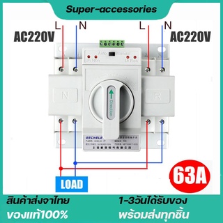 ATS Automatic Transfer Switch สวิตซ์สลับไฟ สลับไฟ แหล่งจ่าย อัตโนมัติ 2P 63A 230V MCB Type Dual Power GCDQCN GCQ4