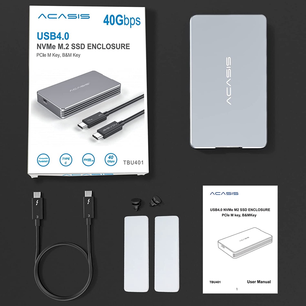 Acasis Usb Box 4.0 M.2 Nvme Enclosure ใช้งานร่วมกับ Thunderbolt 4/3, 40Gbps SSD สายอลูมิเนียมประเภท C สําหรับแล็ปท็อป TBU401 ราคา ถูกที่สุด ดีลบีเคเค แกลเลอรีภาพที่ 8