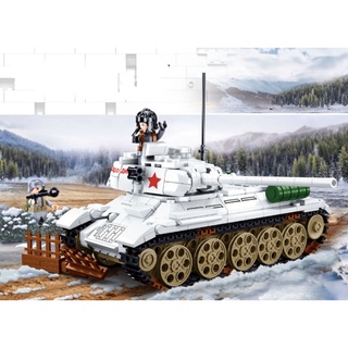 บล็อกตัวต่อโมเดลรถถัง ขนาดกลาง MOC WW2 T34 85 ของเล่นสําหรับเด็ก 518 ชิ้น